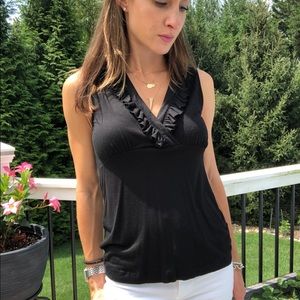 Banana Republic ruffle black tank